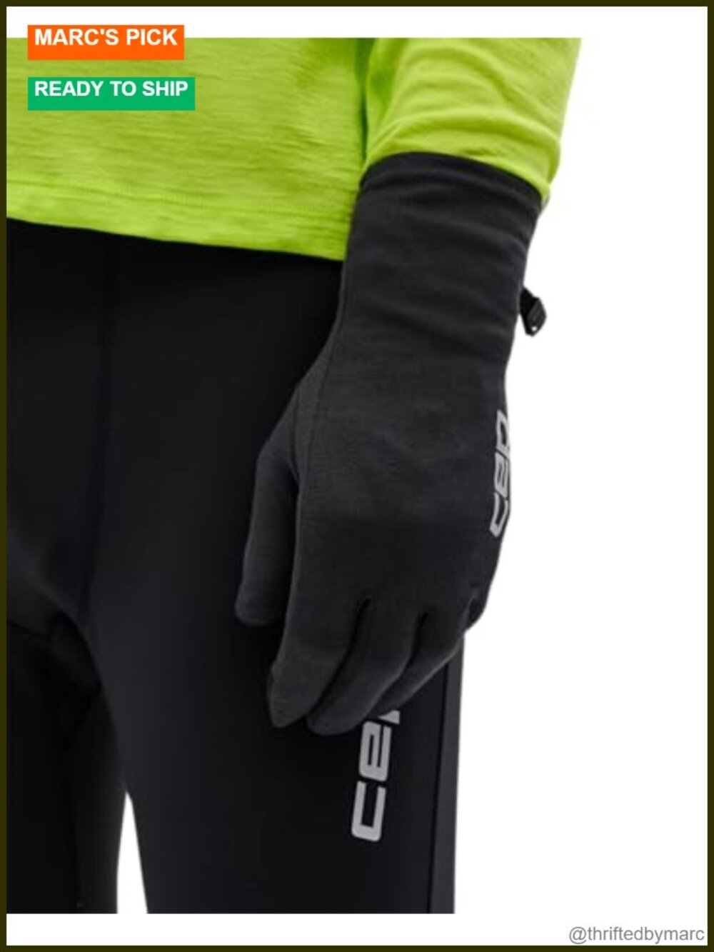 Merino Wool Running Gloves with Touchscreen Fingertips, No-Slip Grip, - Picture 5 of 6